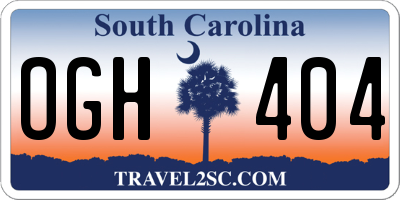 SC license plate OGH404