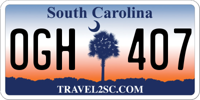 SC license plate OGH407