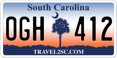 SC license plate OGH412