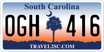 SC license plate OGH416