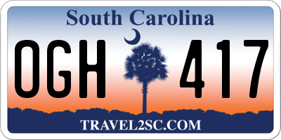 SC license plate OGH417