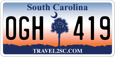 SC license plate OGH419