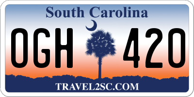 SC license plate OGH420