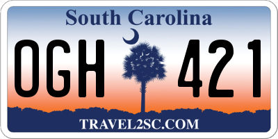 SC license plate OGH421