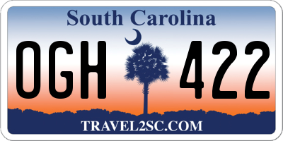 SC license plate OGH422