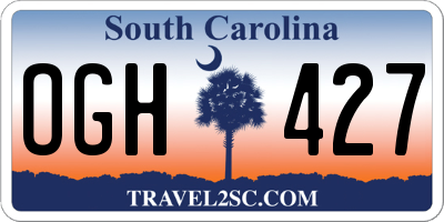 SC license plate OGH427