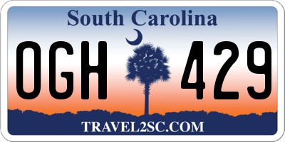 SC license plate OGH429