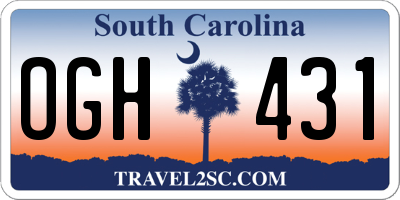 SC license plate OGH431