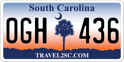SC license plate OGH436