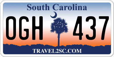 SC license plate OGH437