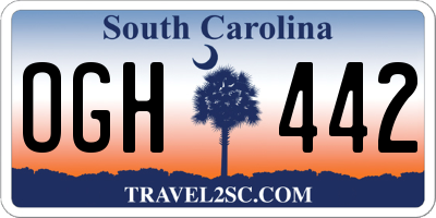 SC license plate OGH442