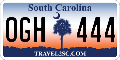 SC license plate OGH444