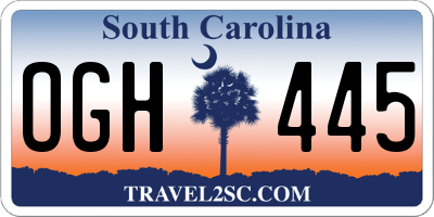 SC license plate OGH445
