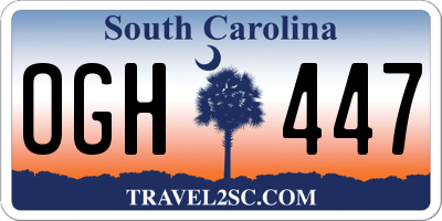 SC license plate OGH447