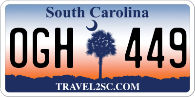 SC license plate OGH449