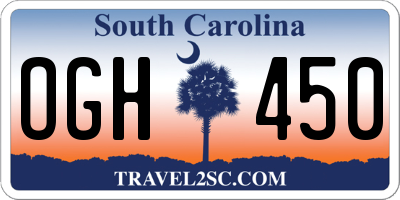 SC license plate OGH450