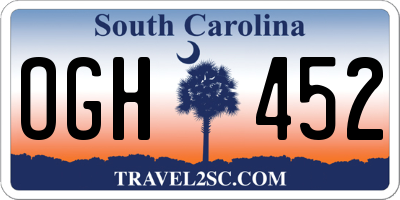 SC license plate OGH452