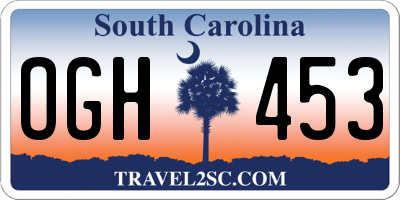 SC license plate OGH453
