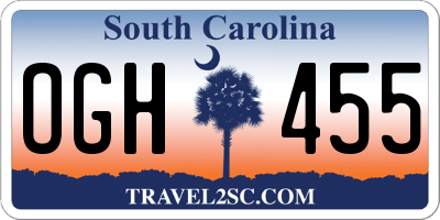 SC license plate OGH455