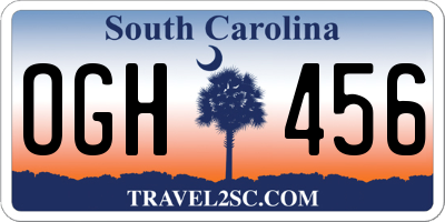SC license plate OGH456