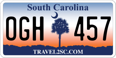 SC license plate OGH457