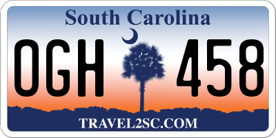 SC license plate OGH458