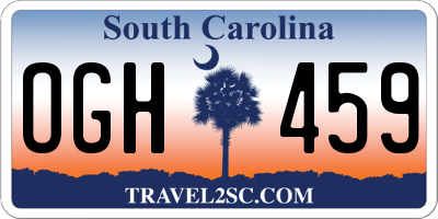 SC license plate OGH459