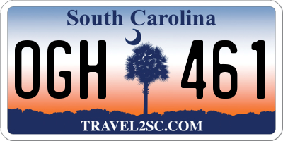 SC license plate OGH461