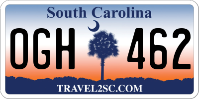 SC license plate OGH462