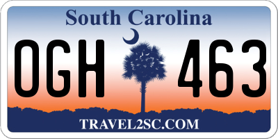 SC license plate OGH463