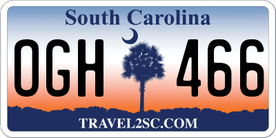SC license plate OGH466