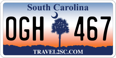 SC license plate OGH467