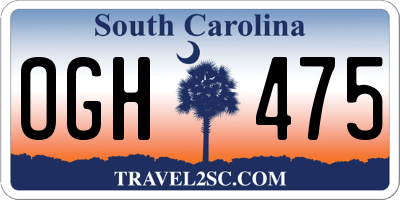 SC license plate OGH475