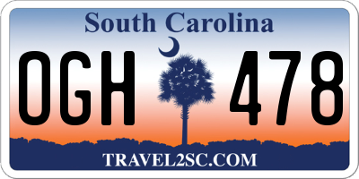 SC license plate OGH478