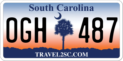 SC license plate OGH487