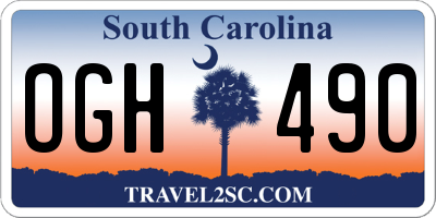 SC license plate OGH490