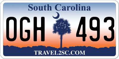SC license plate OGH493