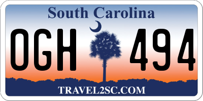 SC license plate OGH494