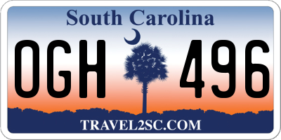 SC license plate OGH496