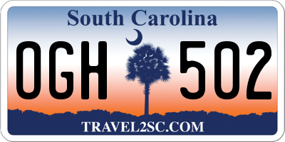 SC license plate OGH502