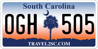 SC license plate OGH505