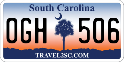 SC license plate OGH506