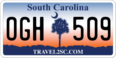 SC license plate OGH509