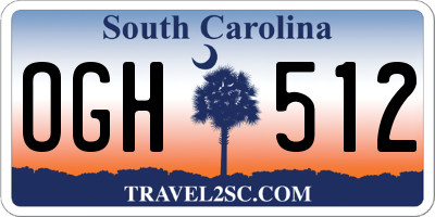 SC license plate OGH512