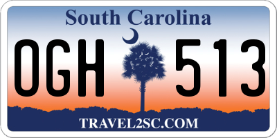 SC license plate OGH513