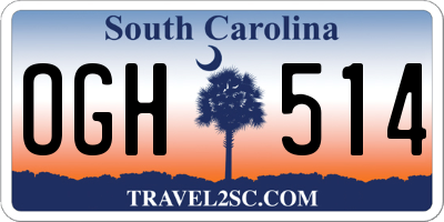 SC license plate OGH514