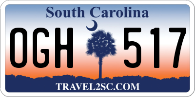SC license plate OGH517