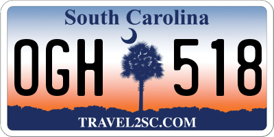 SC license plate OGH518