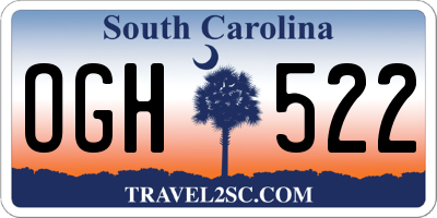 SC license plate OGH522