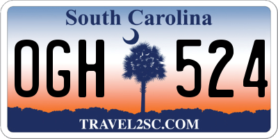 SC license plate OGH524